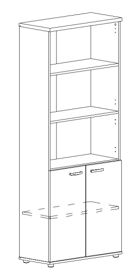 Шкаф для документов полузакрытый белый премиум / венге