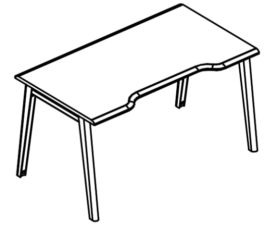 Стол эргономичный Симметрия на каркасе МТ 2 скоса  мокко премиум / белый, вставка мокко