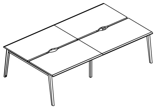 Рабочая станция (4х140) на каркасе МТ 1 скос мокко премиум / белый, вставка белая